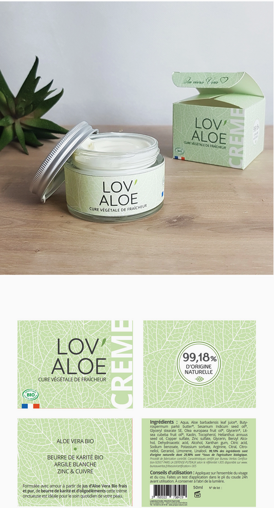 Propos'NatureCreme Lov'aloe Bio - Aloe Vera - Hydratante - 100 Ml