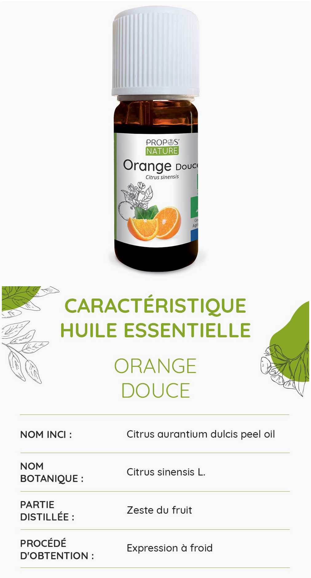 Propos'NatureHuile Essentielle d'Orange douce Bio 10ml