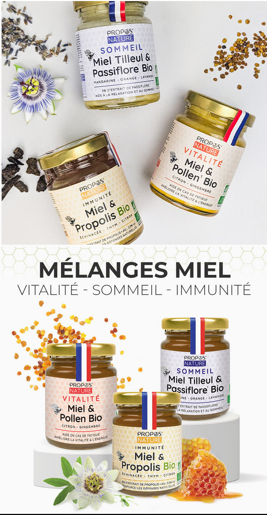 Propos'Nature - Mélange Vitalité Bio - Miel, Pollen, Gingembre Citron -125g