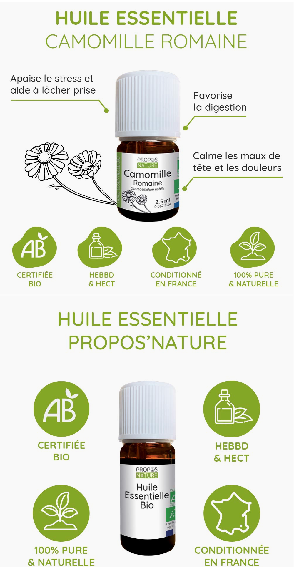 Propos'Nature Huile Essentielle de Camomille Romaine Bio 2,5ml
