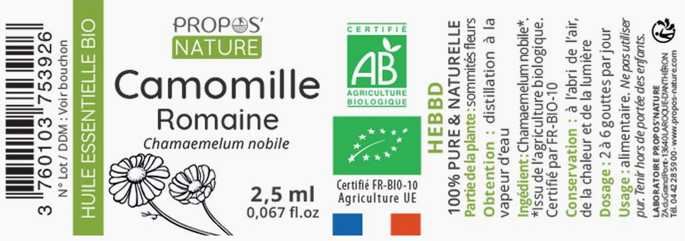 Propos'Nature Huile Essentielle de Camomille Romaine Bio 2,5ml
